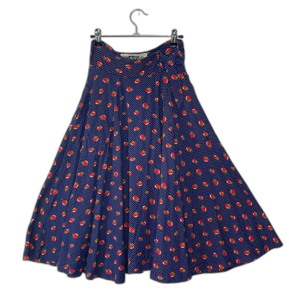 Effie's Heart Strawberry Faux Wrap Cotton Knit SKirt sz Small #AJ - Picture 2 of 7